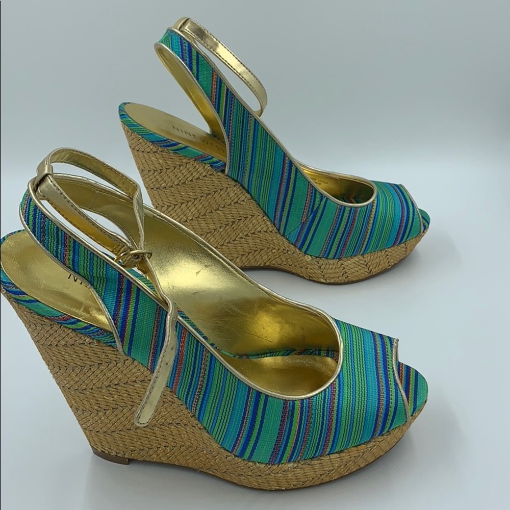 Nine West teal wedge